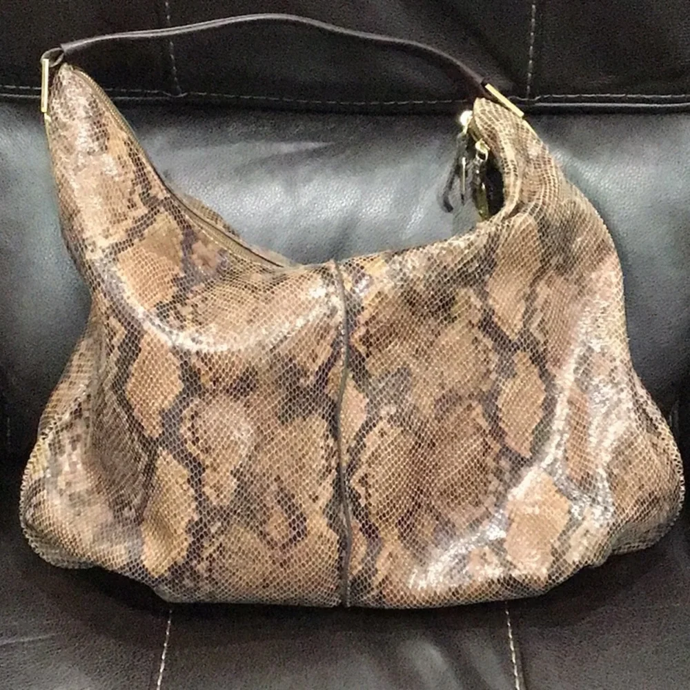 G.I.L.I. Brown Python Leather MILANO Hobo Shoulder Bag